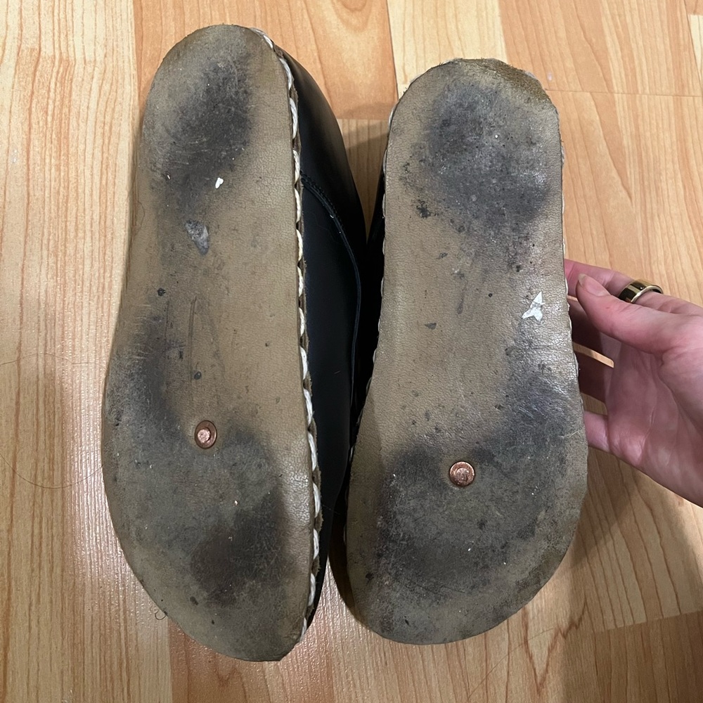 black leather women’s barefoot grounding shoes oxfords loafers size 37 us 6.5 7 - Picture 3 of 11